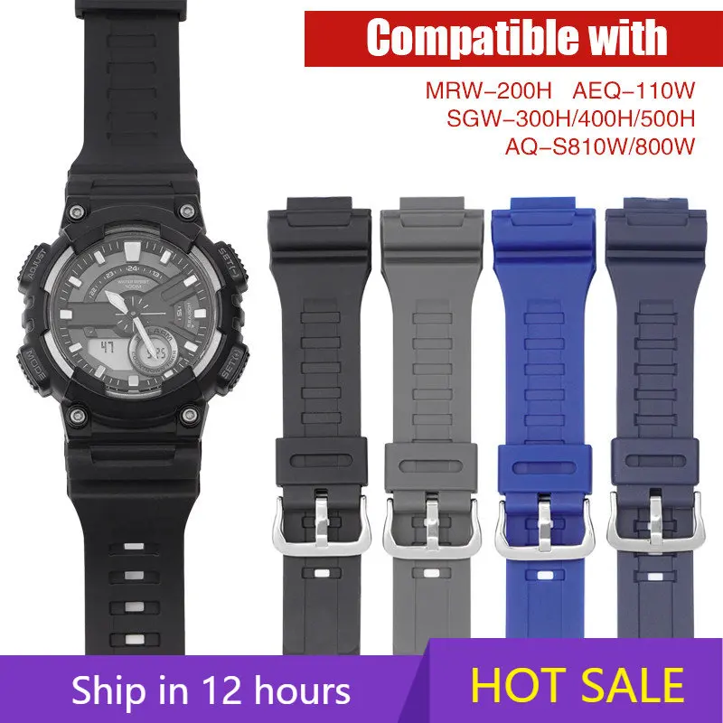 

18mm Rubber Resin Watchband for Casio AQ-S810 AEQ-110 MCW-200H AE-1000W Men's Sport Waterproof Watch Replacement Bracelet