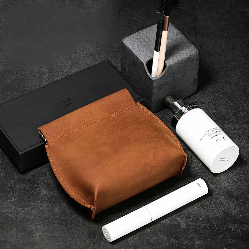 

Leather Portable Spring Storage Bag Mini Earphone Lipstick Organizers Box Charging Cable Storage Outdoor Travel Accessories