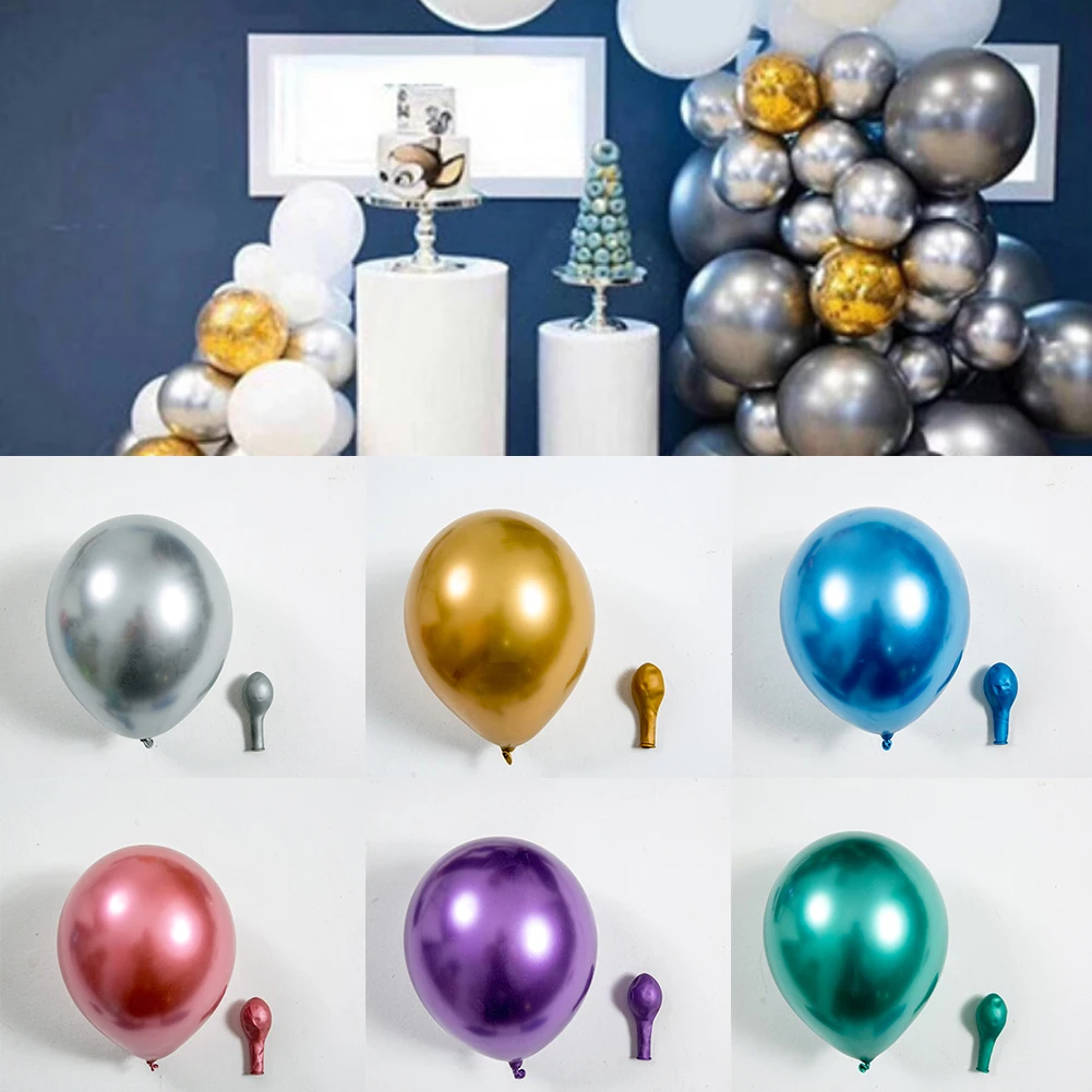 

50PCs 10 Inch 2022 New Metal Latex Balloon Golden Silver Round Metal Balloon Birthday Party Wedding Balloon Decoration