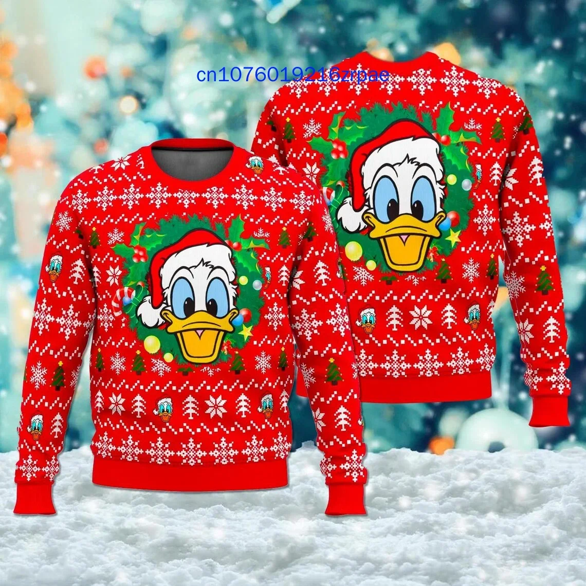 Autumn and Winter New Donald Duck Children's Ugly Christmas Sweater 3D Printed Men's Women's Sweaters Before