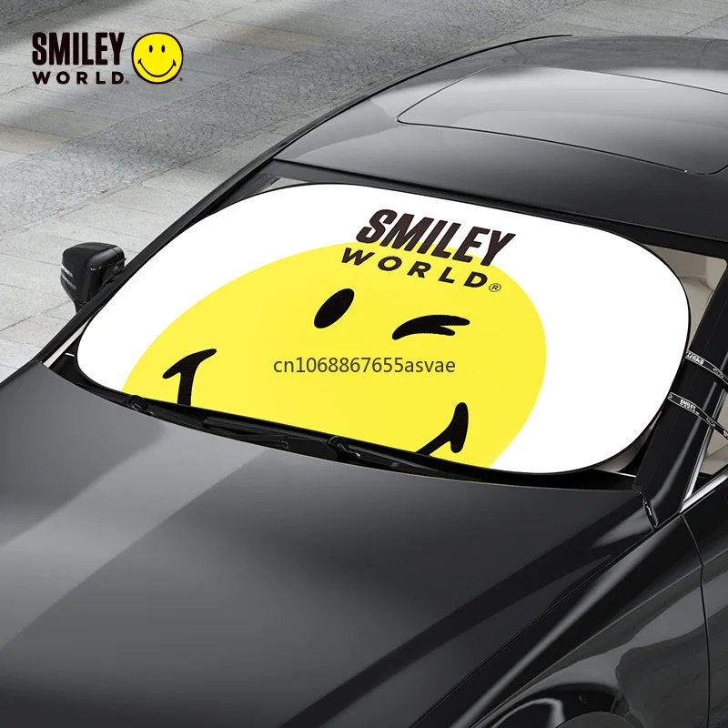 

SMILEY Car Sunshade Window Sunscreen Heat Insulation Visor Front Windshield Cover Car Front Light Shield