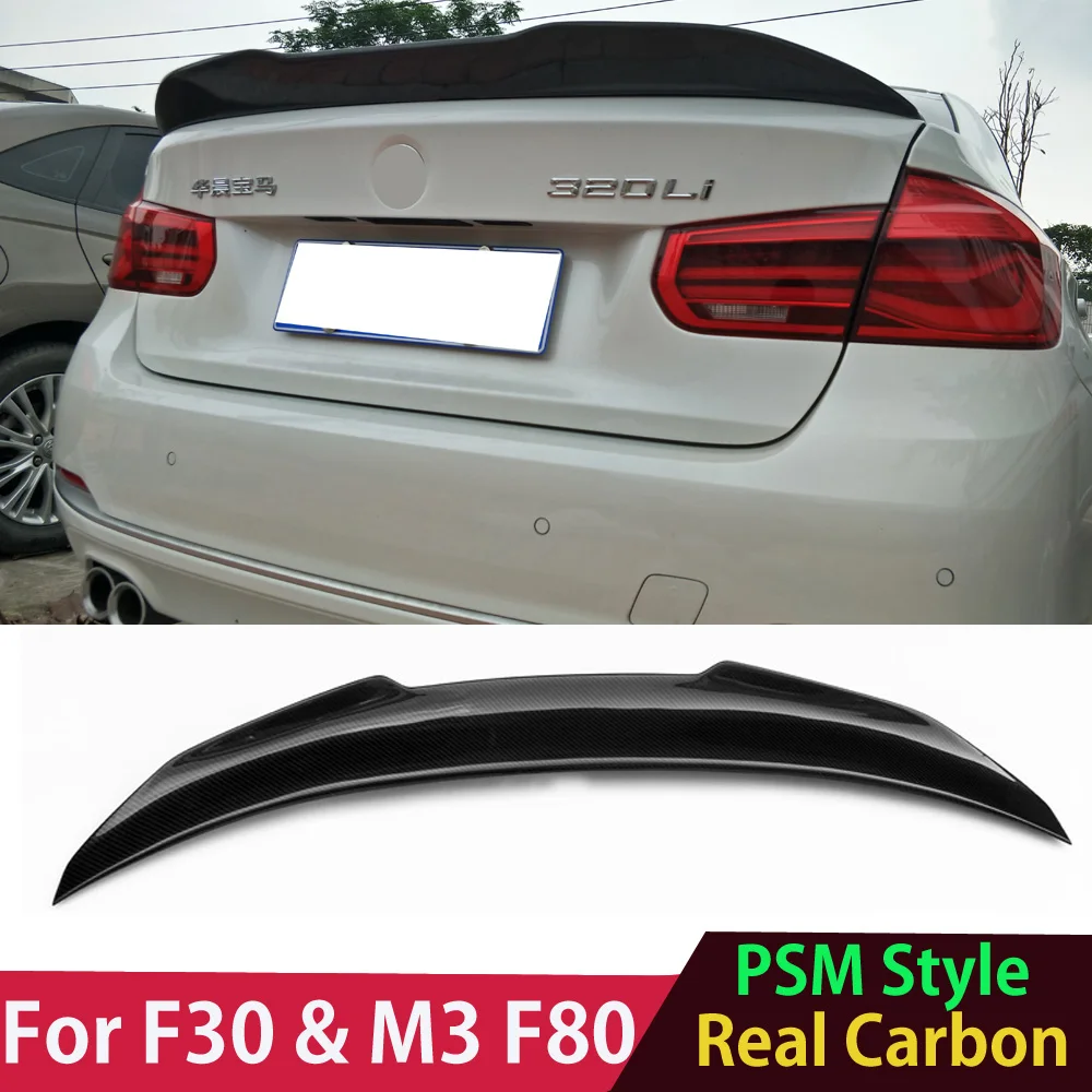 M3 F80 F30 PSM Style Spoiler Real Carbon Fiber Rear Boot Trunk Lip Spoiler a coda d'anatra per BMW serie 3 320i 318d 316d 328i 335i