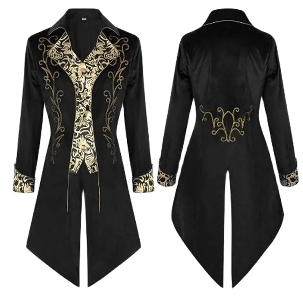 

Мужской средневековый костюм в викторианском стиле Красная черная ретро Лоскутная куртка тренчкот в стиле стимпанк Женская куртка пальто готическое пальто