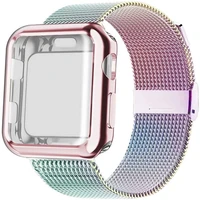 stainless steel milanese strap with electroplated tpu soft case for apple watch se 6 5 4 3 2 smart watch band replacement hot