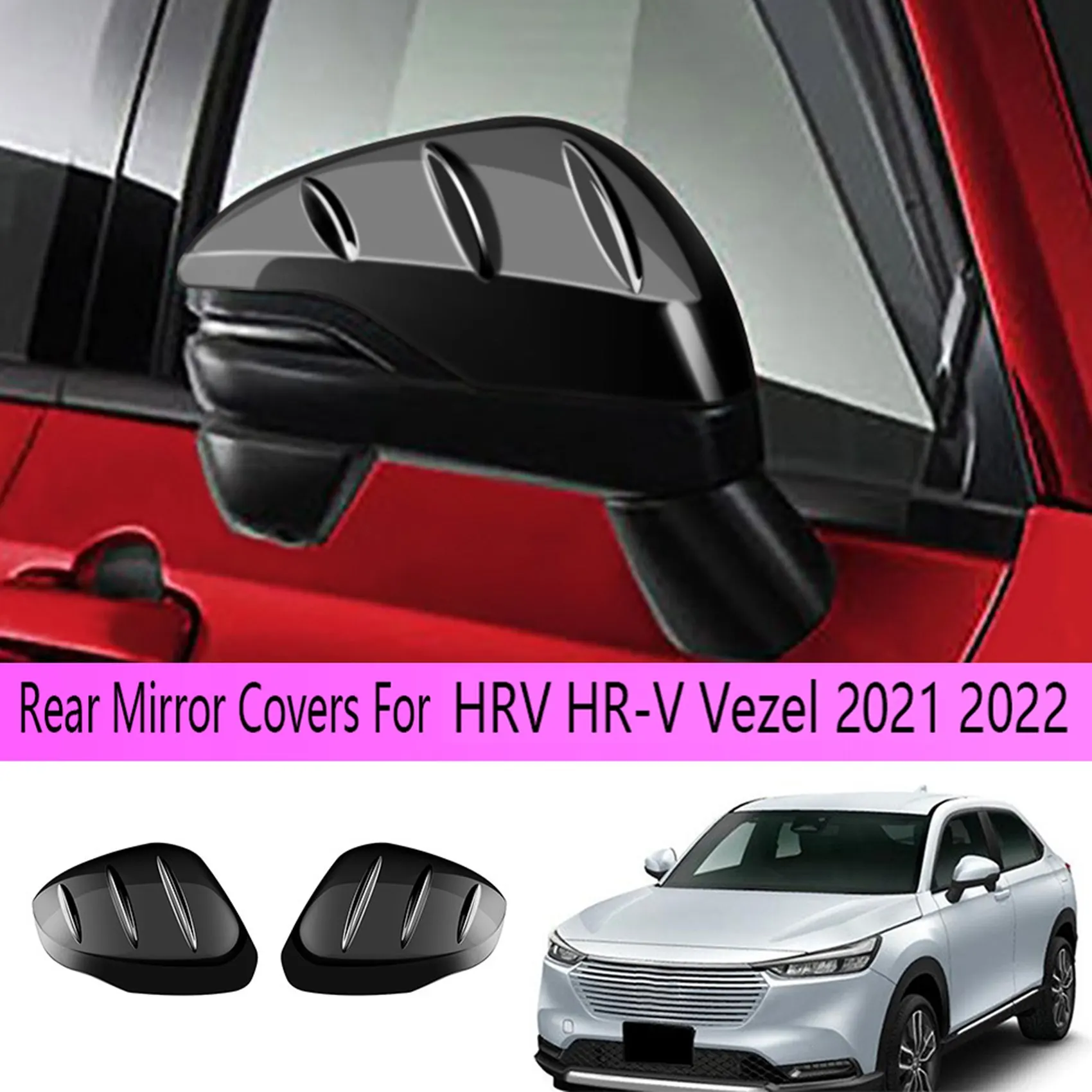 

Gloss Black Car Rear Mirror Covers Trim Door Side Mirror Cover for Honda HRV HR-V Vezel 2021 2022