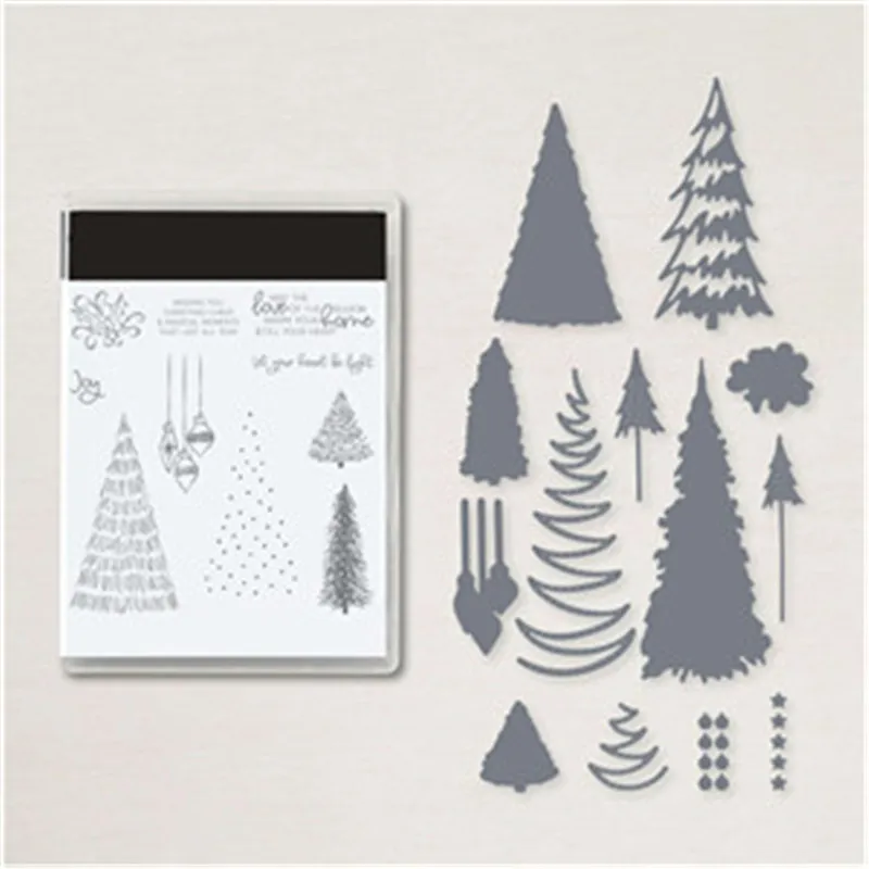 

Christmas Metal Cutting Dies And Silicone Stamps For DIY Scrapbooking Dies Craft Stencil Embossing Craft New WHIMSICAL TREES