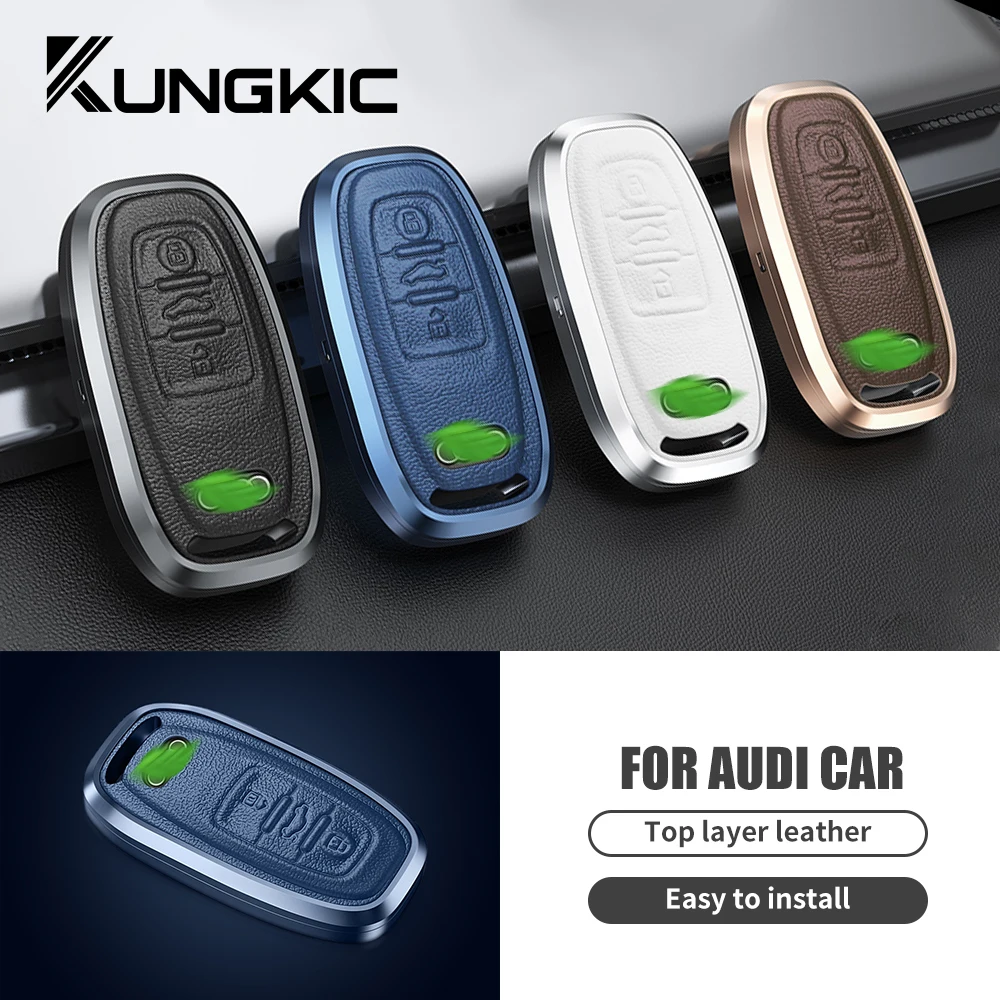 

Brand New Metal Cowhide Car Remote Key Case Cover Shell for AUDI Car Top Layer Leather Easy To Install Multiple Color Options