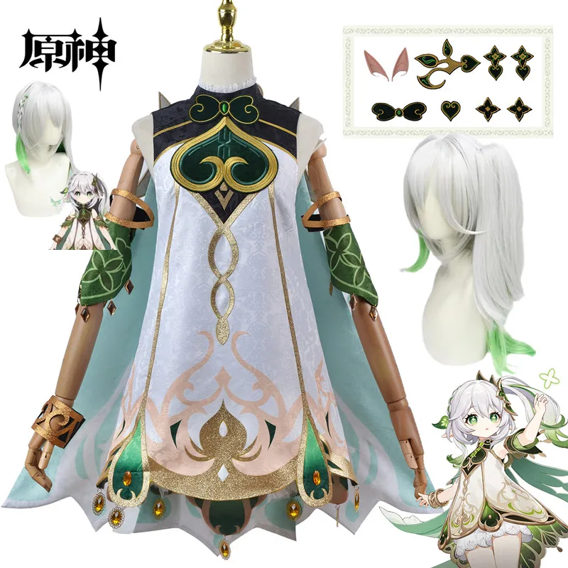 

Game Genshin Impact Nahida Cosplay Costume Lesser Lord Kusanali Full Set Include Dress Ears Wig Role Play Outfits Comics Show