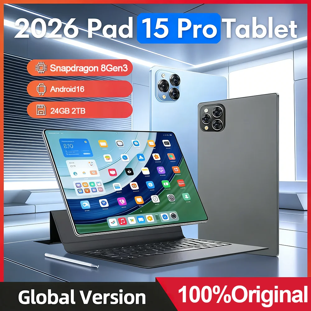 Фото Планшет 2026 Original Pad 15 Pro на Android 16, 24 ГБ + 2 ТБ, 20000 мАч, Snapdragon 8 Gen 3, 5G, две SIM-карты, Wi-Fi, HD 4K, Mi Tab №1