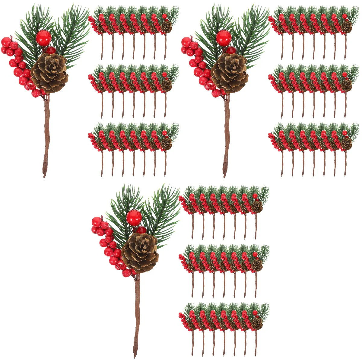

10/20/30pcs Artificial Christmas Berry Tree Pine Branches Xmas Fake Branches Picks Simulation Red Berry Pine Navidad
