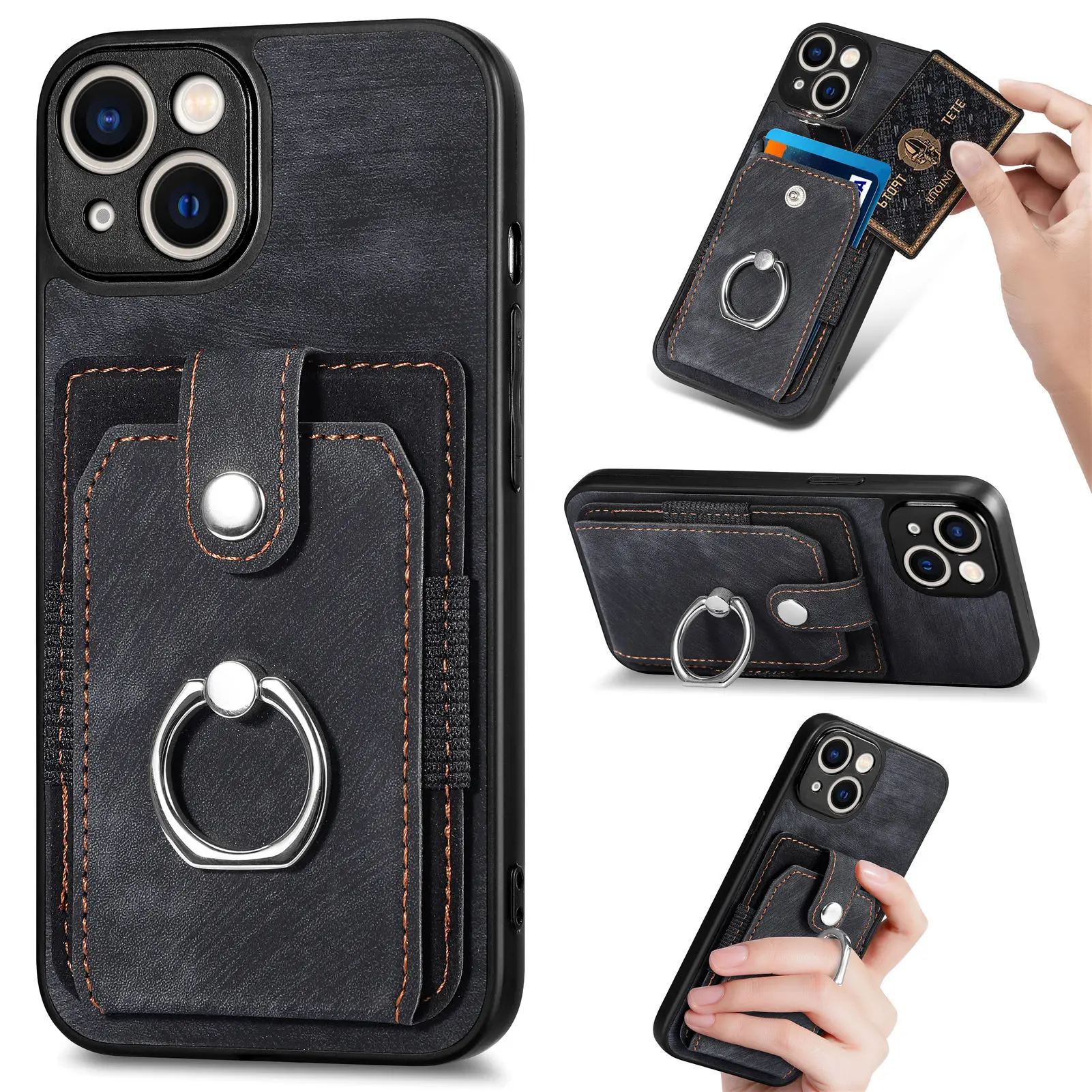 Кожаный чехол в стиле ретро с кольцом на палец для Xiaomi Poco X6 Pro M5 F5 X5 X4 X3 NFC M4 M3 F3 C31