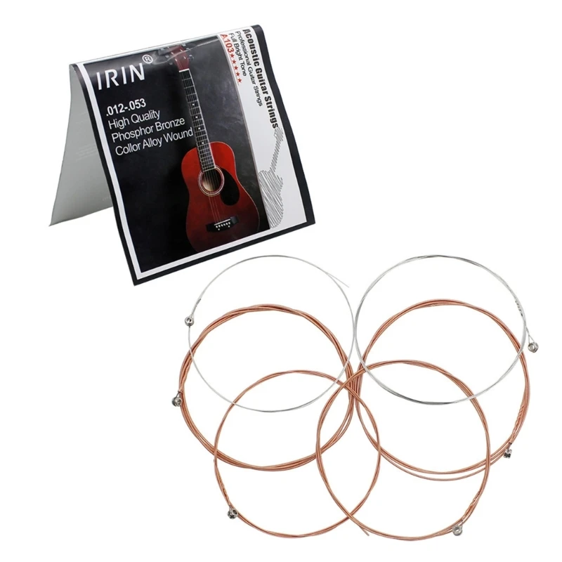 

6 Pieces Steel Folk Guitar 6 String Replacement Sets Stainless Steel Acoustic Guitar Strings Kits for Folk Guitars