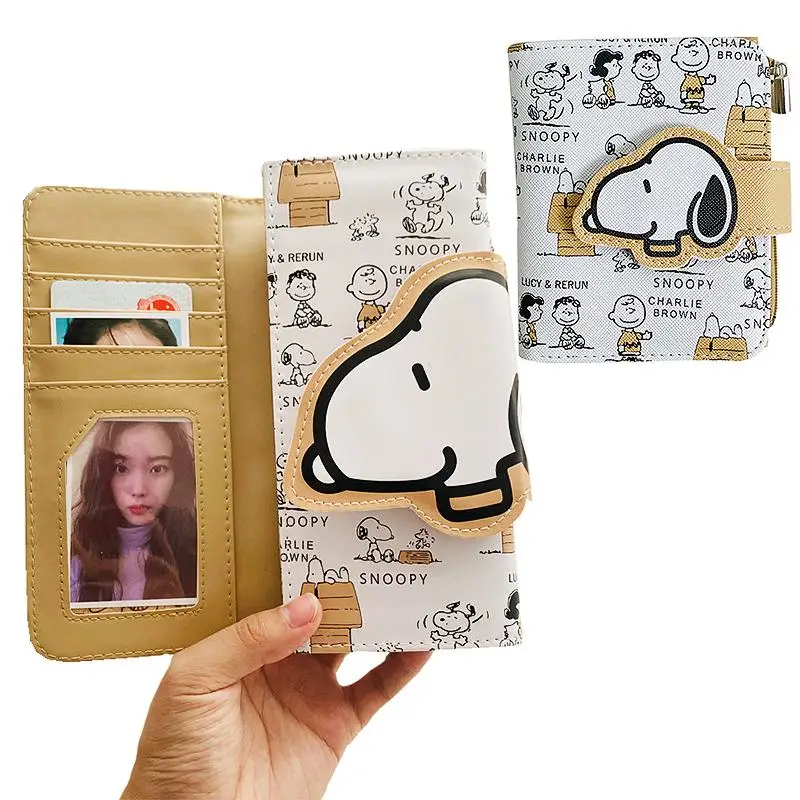 

Snoopy Fashion Long Wallet Anime Kawaii Cartoon Pu Leather Zipper Coin Purse Girls Casual Folding Card Holder Case Birthday Gift
