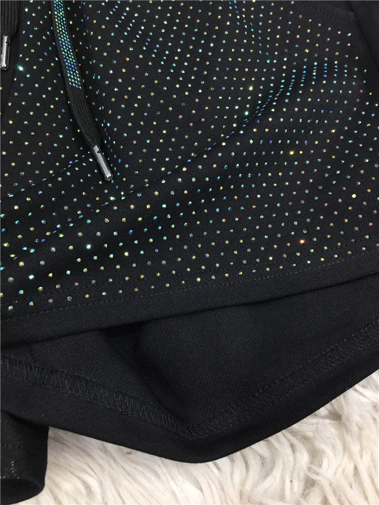 Heavy Embroidery Hot Drilling Shorts Women's Age-Reducing Full Diamond Color High Waist Wide Leg Summer Versatile Slim Fit Pants