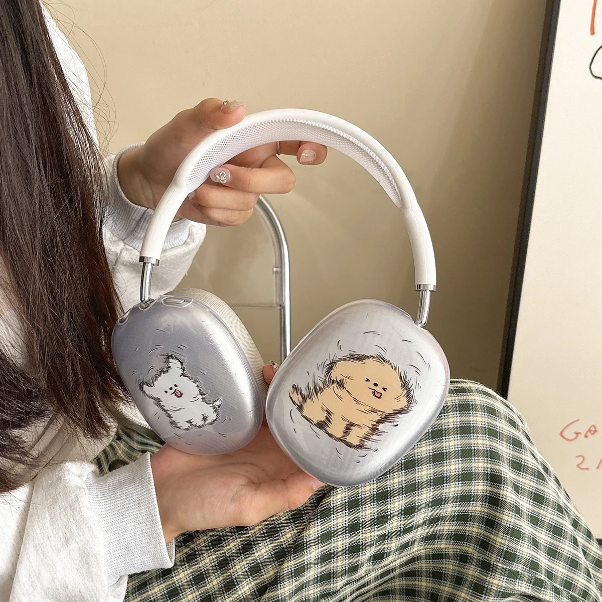 Фото Милый чехол для собаки для Airpods Max, защитный чехол с изображением животных для наушников Apple Bluetooth, чехол для Airpods Max, защита гарнитуры №4