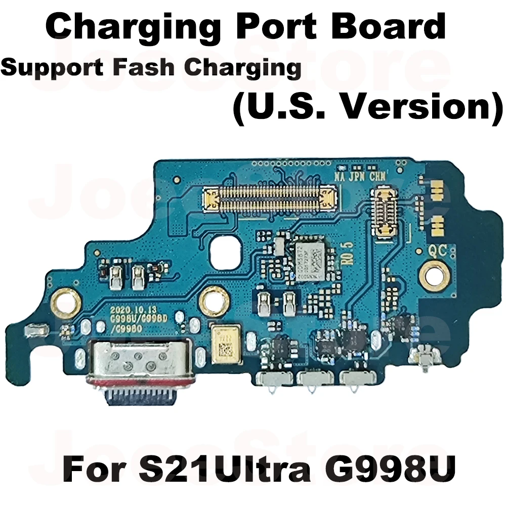 Фото Плата зарядного порта для Samsung S22 S21 S20 S23 Plus Ultra G998U S908U S901U S918U, USB-разъем для зарядки, док-кабель, американская версия №2