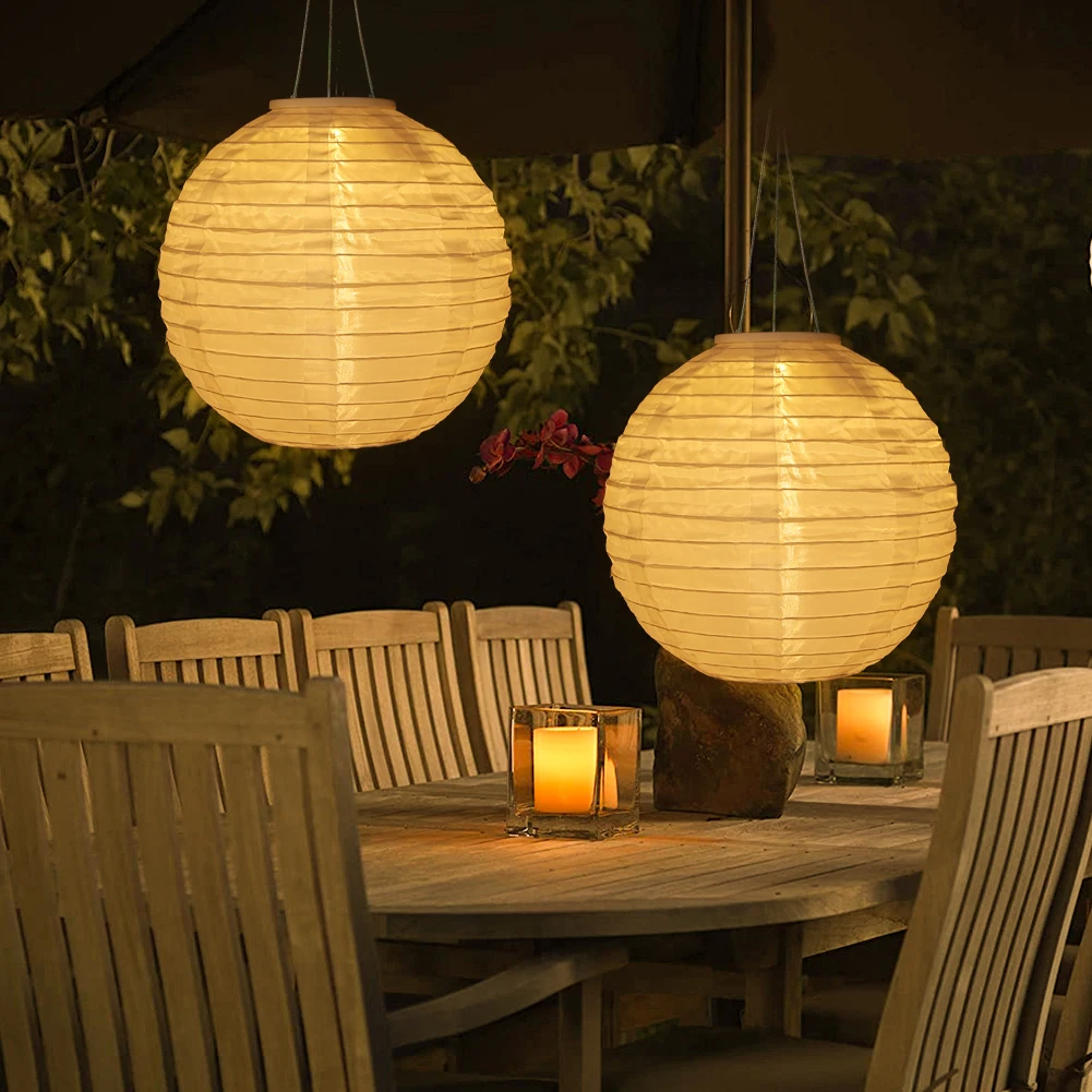 

2pcs Solar Lanterns Decor Nylon Waterproof Solar Self-Hanging Lanterns for Garden Villa Park Landscape Light Decoration