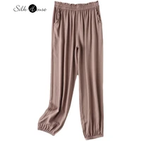 2022 womens fashion summer silk bloomers elastic waist relaxed casual casual casual leggings mulberry silk high waist pants
