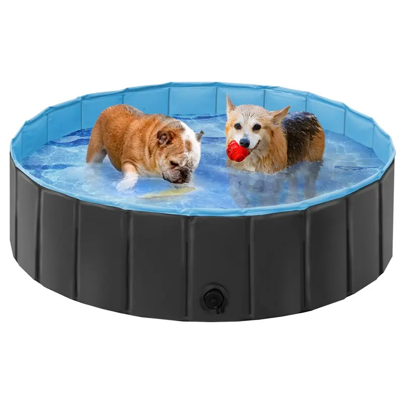 Foldable Pet Swimming Pool for Garden/Beach/Yard/Home, M 39.5 inch, Black