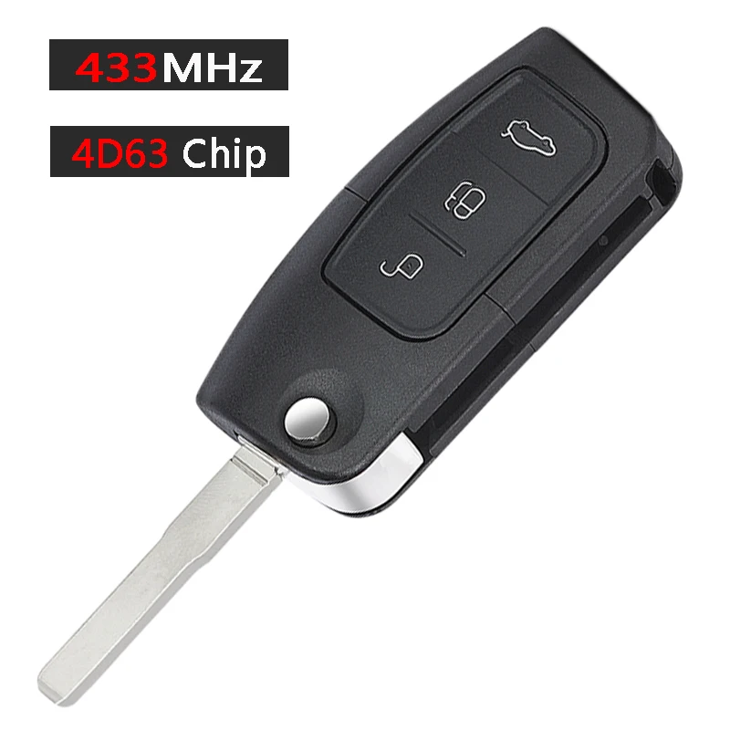 

KEYECU Бесключевой Запуск 433 МГц 4D60/4D63 чип дистанционный Автомобильный ключ с 3 кнопками для Ford Focus Mondeo C-Max S-Max Galaxy Fiesta HU101