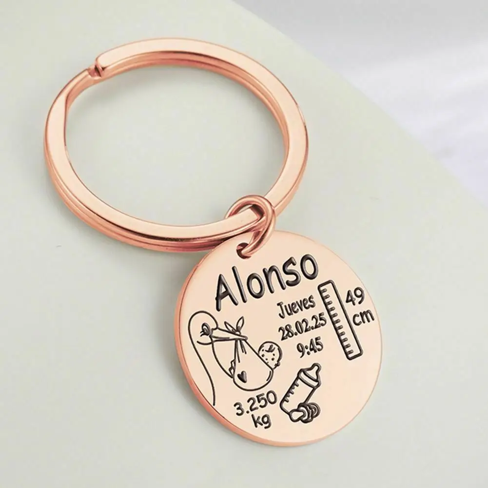 

Брелок для ключей на заказ, персонализированный, с датой, датой, весом, ростом для мальчиков и девочек, для новорожденных