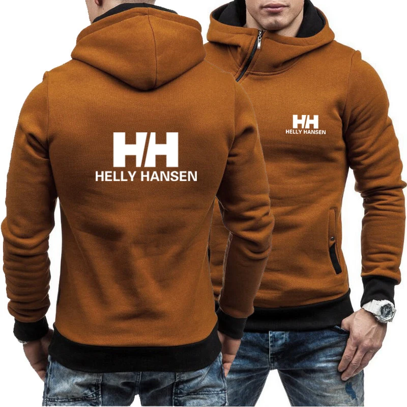 

2022 HH Print Brand Autumn Men's Hoodies Sweatshirts New Thick Pullover for Male Diagonal Zipper Hoodie Sweatshirt men