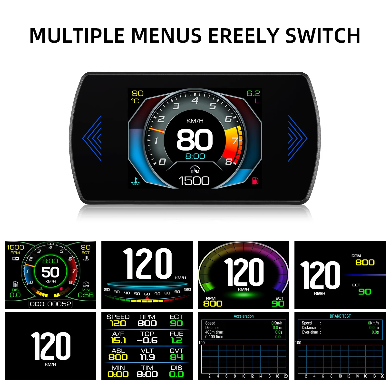 Фото P12S Автомобильный проекционный дисплей для HUD OBD Цифровой измеритель скорости Бортовой компьютер с сигнализацией превышения скорости Измеритель температуры воды Напряжение об/мин №2