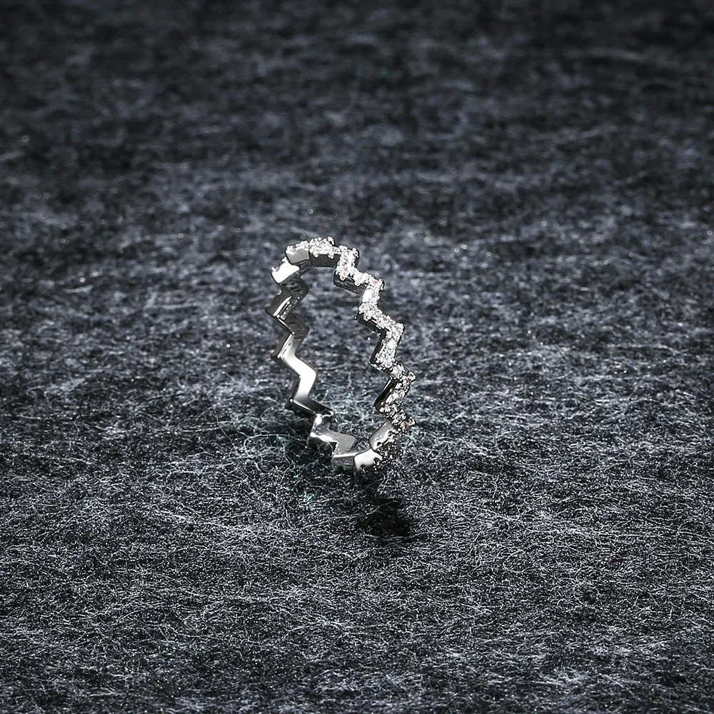 

APM STYLE High Quality 925 Sterling Silver Double Wave Ring Classic Fashion Silver Personality Ring Give A Friend A Gift