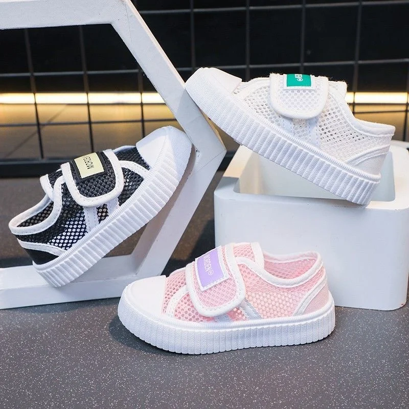 

Summer Solid Boys Girls Casual Shoes Mesh Breathable Sneakers For Children Baby Anti Slip Hook Loop Toddler Kids Sport Shoes