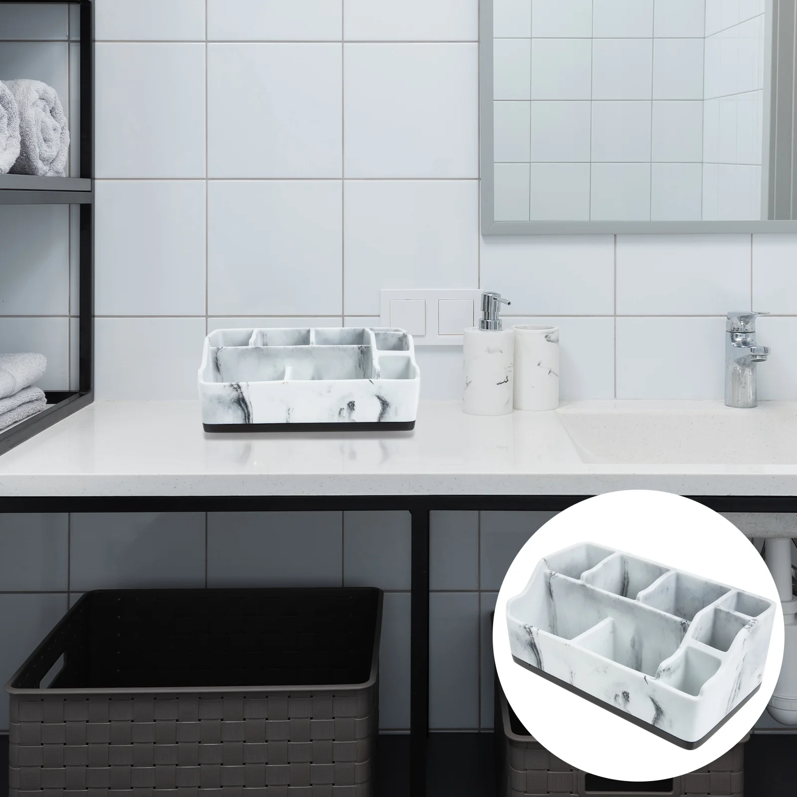 

Multi-grid Toiletries Storage Rack Makeup Storage Holder Desktop Organizer