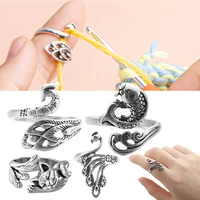 new adjustable knitting loop crochet loop knitting accessories knitting ring adjust finger wear thimble yarn guides knitted ring