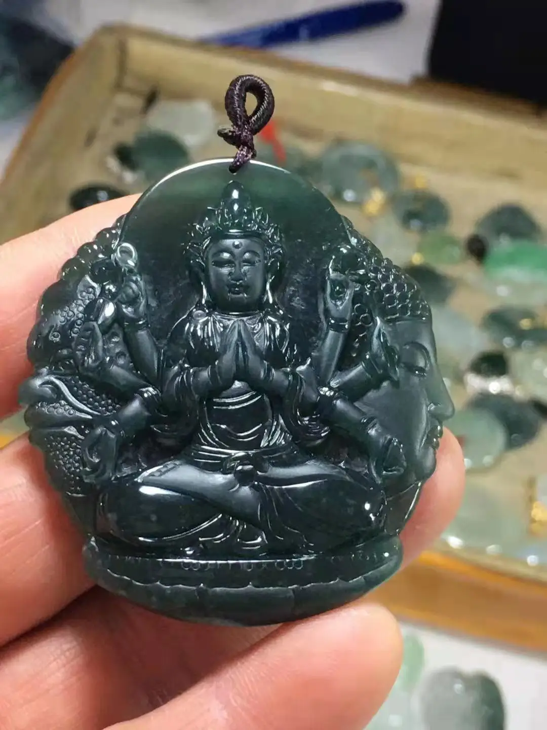 

Natural A Myanmar jade 7A Handcarved jade Buddha guan yin pendant jade necklace pendants jewelry jade necklaces women men