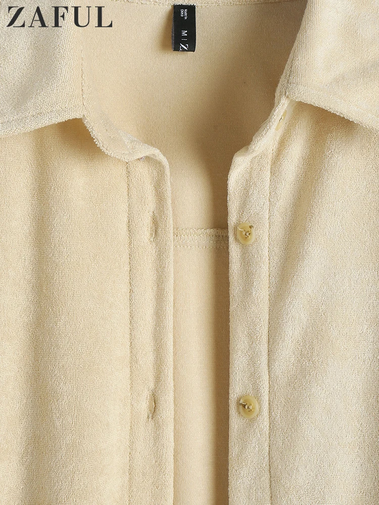 ZAFUL Jackets for Women Terry Cloth Button Front Shacket Coats Woman Winter 2022 Autumn Korea Women's Coat Traf Windbreak Zevity |