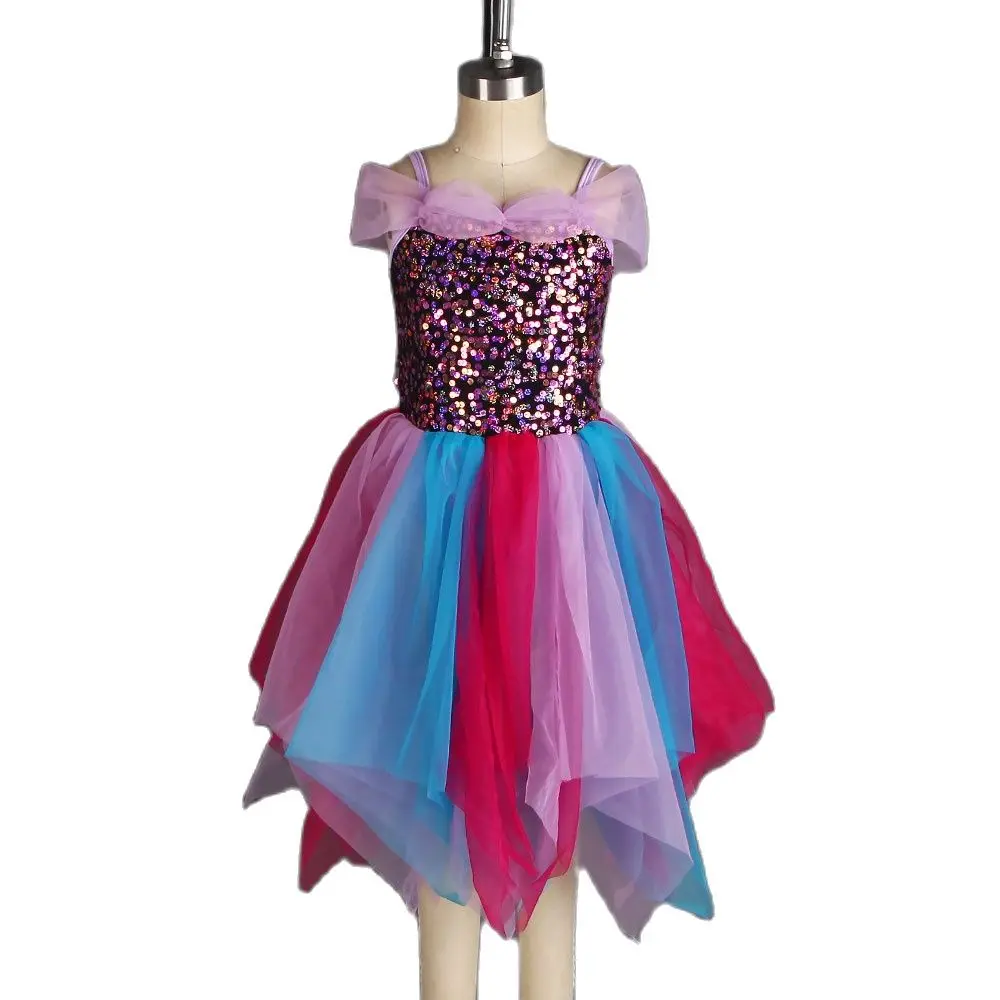 Новое поступление 20040 цветной лиф с блестками платье для современных танцев