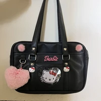 kawaii sanrios shoulder bag hellokittys cartoon cute simple leather anime portable large capacity travel handbag girl gift