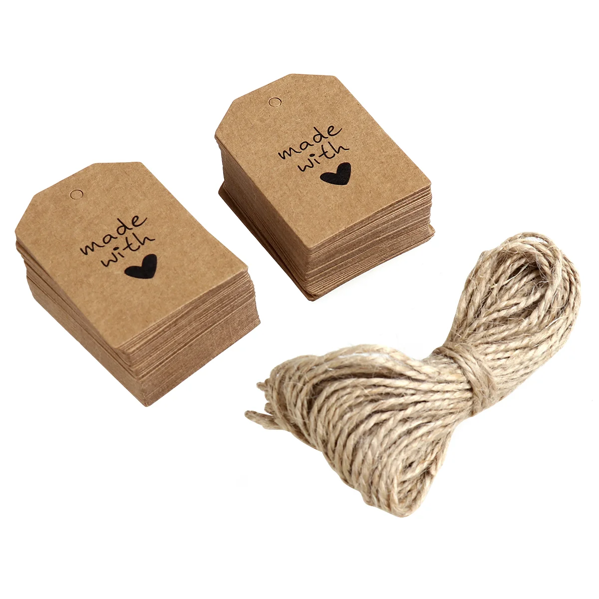 

BESTOYARD Made With Love Sign Paper Tag Wedding Favour Gift Tag Price Label With Twine