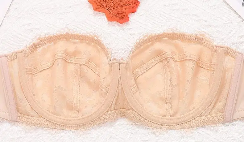 Womens Multiway Lace Strapless Bra Floral Embroidery Underwire Non Padded Bralette Lingerie for Woman 32 34 36 38 A B C D Black