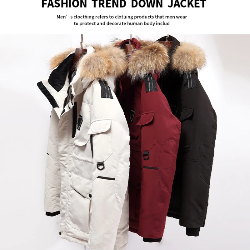 2022 Winter New Men's Hooded Mid-length Down Padded Jacket Casual Padded Jacket for Men