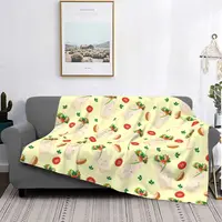 Mexican Burrito Pattern Blankets Fleece Spring/Autumn Delicious Breakfast Multi-function Warm Throw Blankets for Bed Couch Quilt
