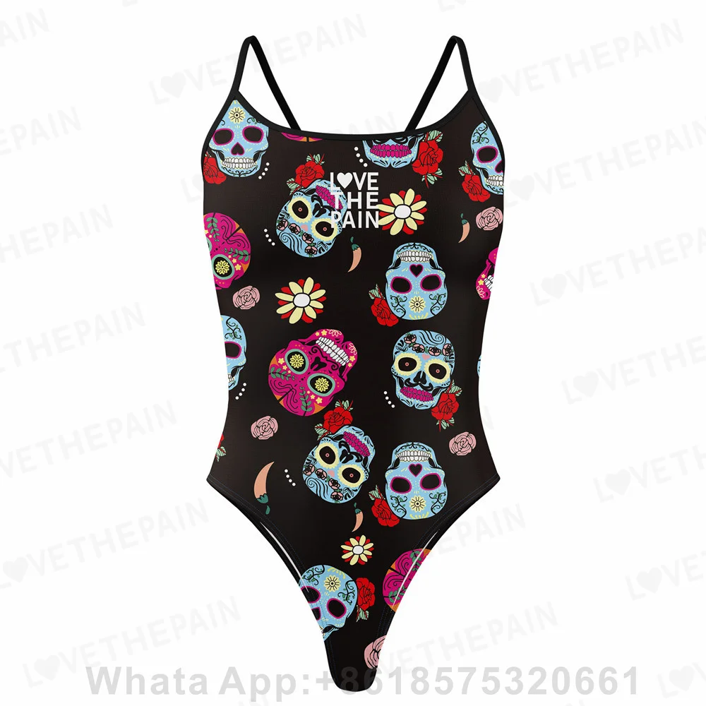 Sexy Back Print One-piece Swimsuit Women Swimwear Training Swimsuit Summer Beach Pool Comfort Bathing Suit Functional Swimwear