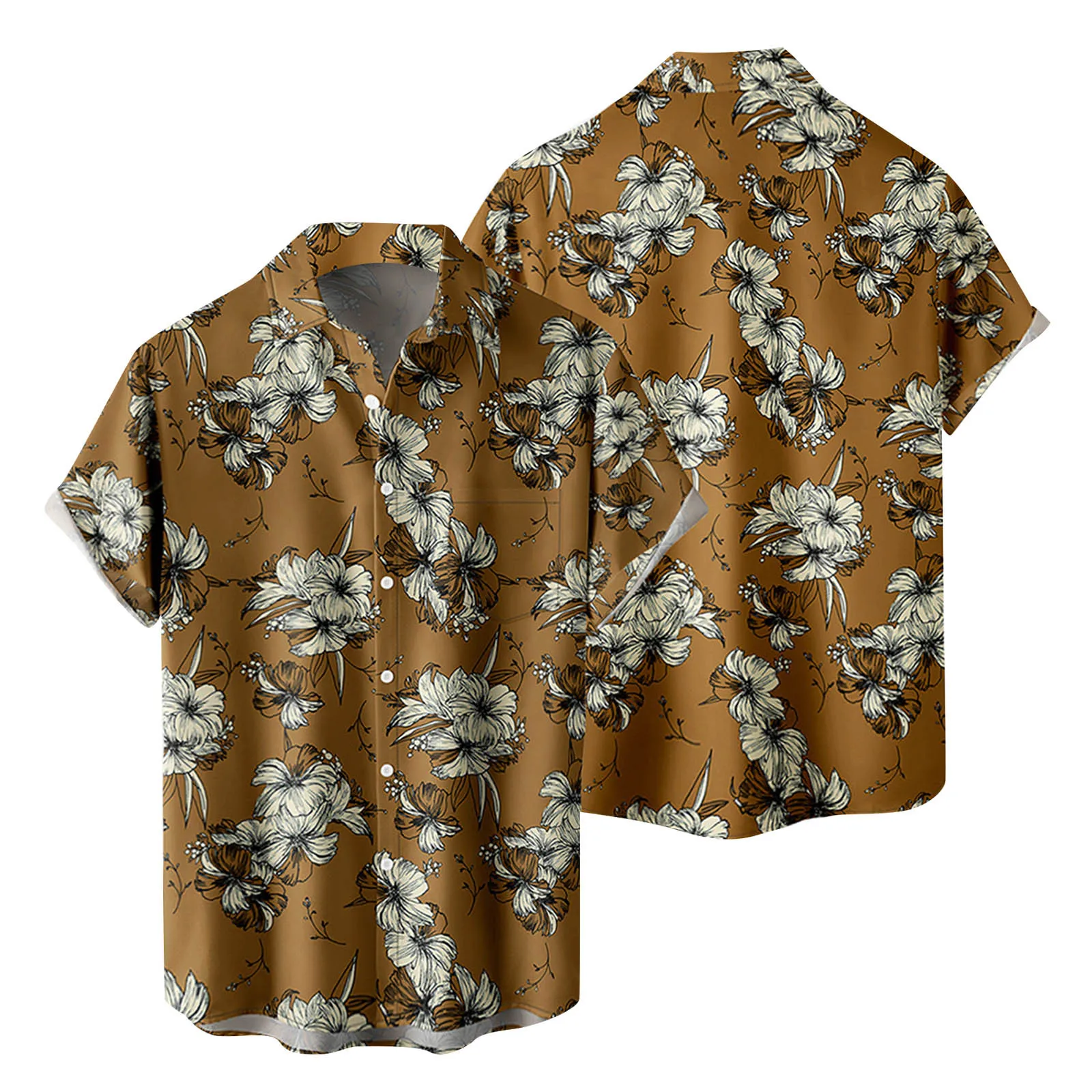 

Mens Fashion And Leisure 3D Digital Printing Buckle Lapel Short Sleeve Shirt Top Mens Long Sleeve under Shirt