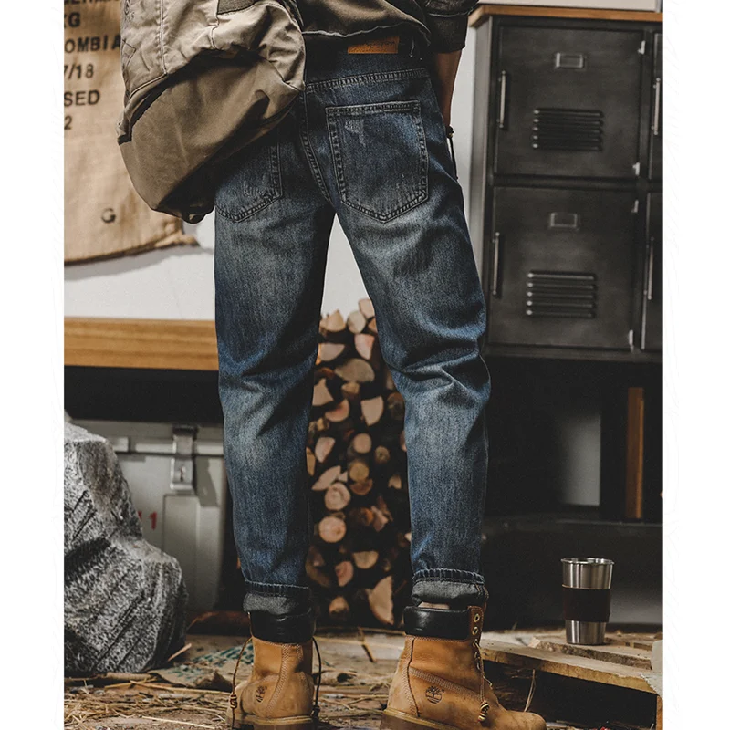 Streetwear Men 2022 New Pattern Vintage Recreational Blue Jeans Loose Broad Leg Straight Cylinder Trousers Autumn Female Trend