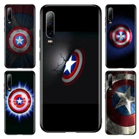 shield captain america marvel for huawei p10 p20 p30 p40 p50 lite pro lite e p smart 2019 z 2021 2018 2020 black soft phone case
