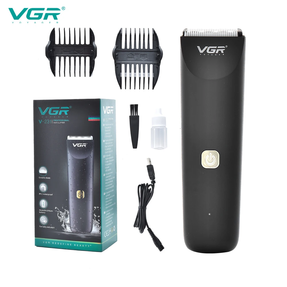 

VGR Waterproof Hair Clipper Mini Portable Hair Cutting Machine Cordless Electric Beard Trimmer for Man USB Rechargeable V-231