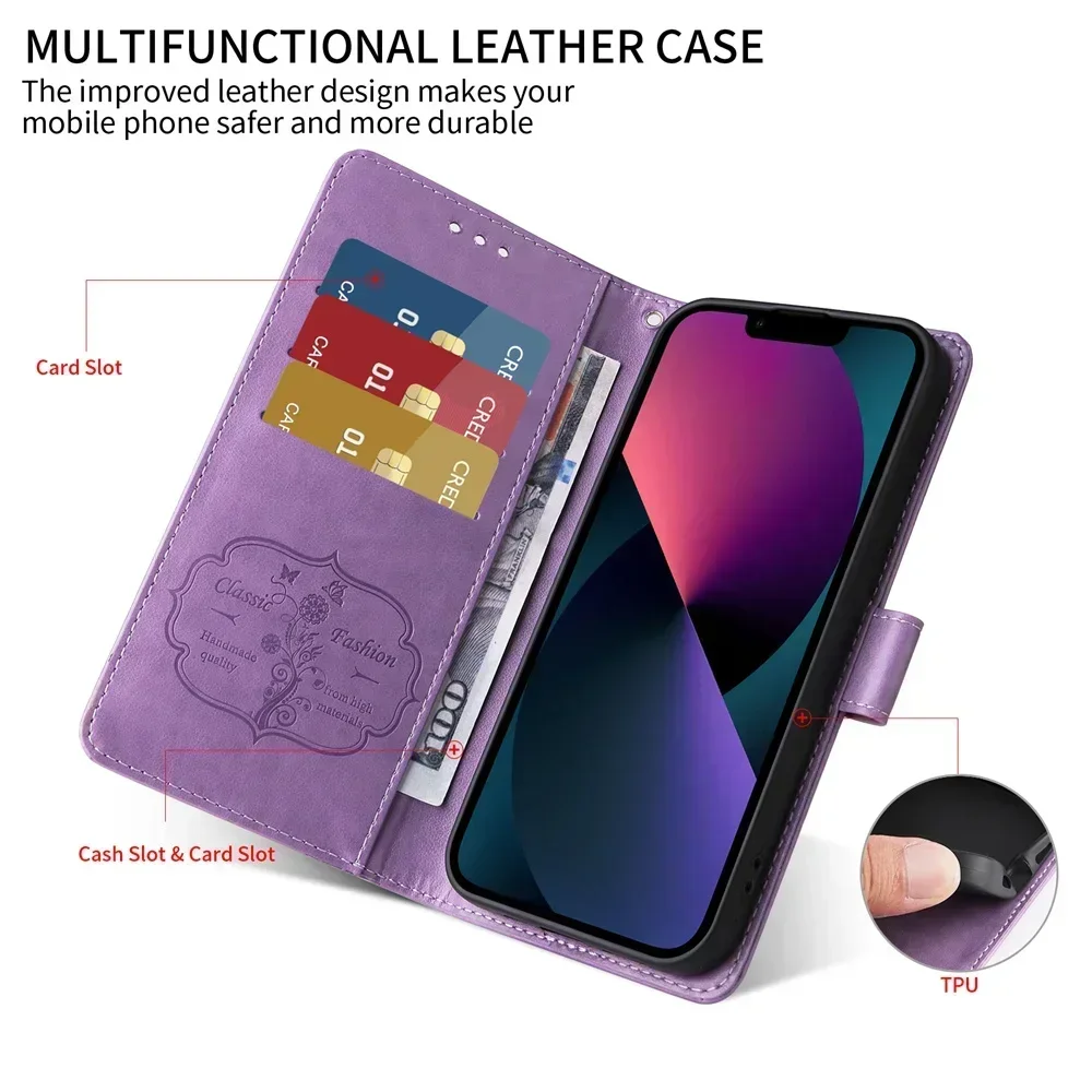 Кожаный чехол-папка для Xiaomi Poco F6 X6 M6 X5 Pro F5 5G C75 C65 C51 C55 M5S Redmi A4 A3 A2 A1 Plus Book Flip Wallet Cover Case
