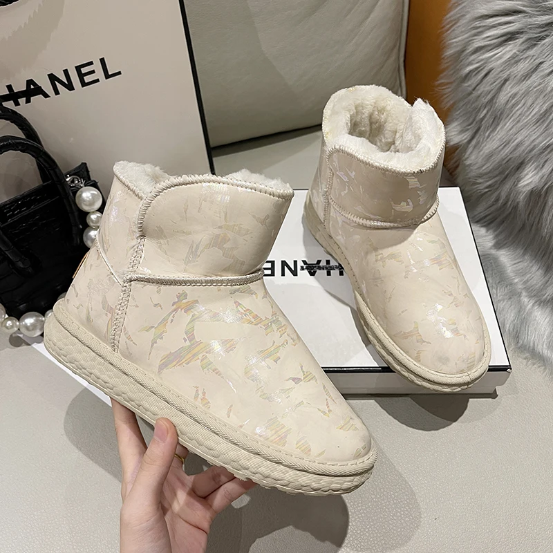 

Белые ботильоны, женская обувь, сапоги, женские сапоги с круглым носком, сабо на платформе, австралийская зимняя обувь на низком каблуке, жен...