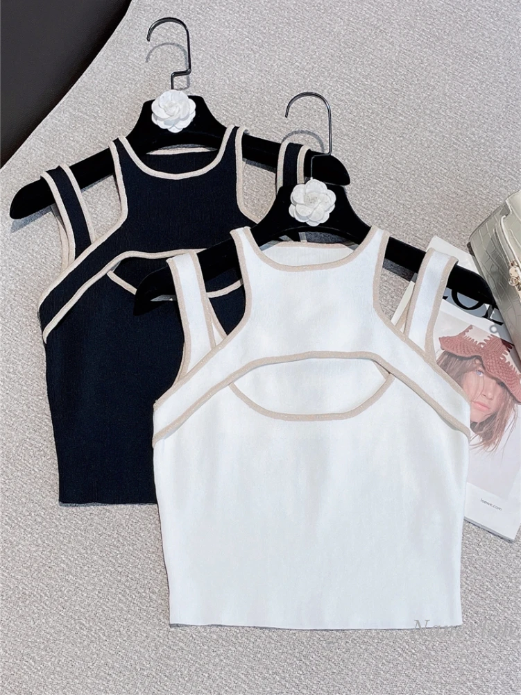 

2022 Summer Skinny Crop Top for Women New Sexy All-Match Sleeveless Knitted Tank Sport Wear Female Clothes
