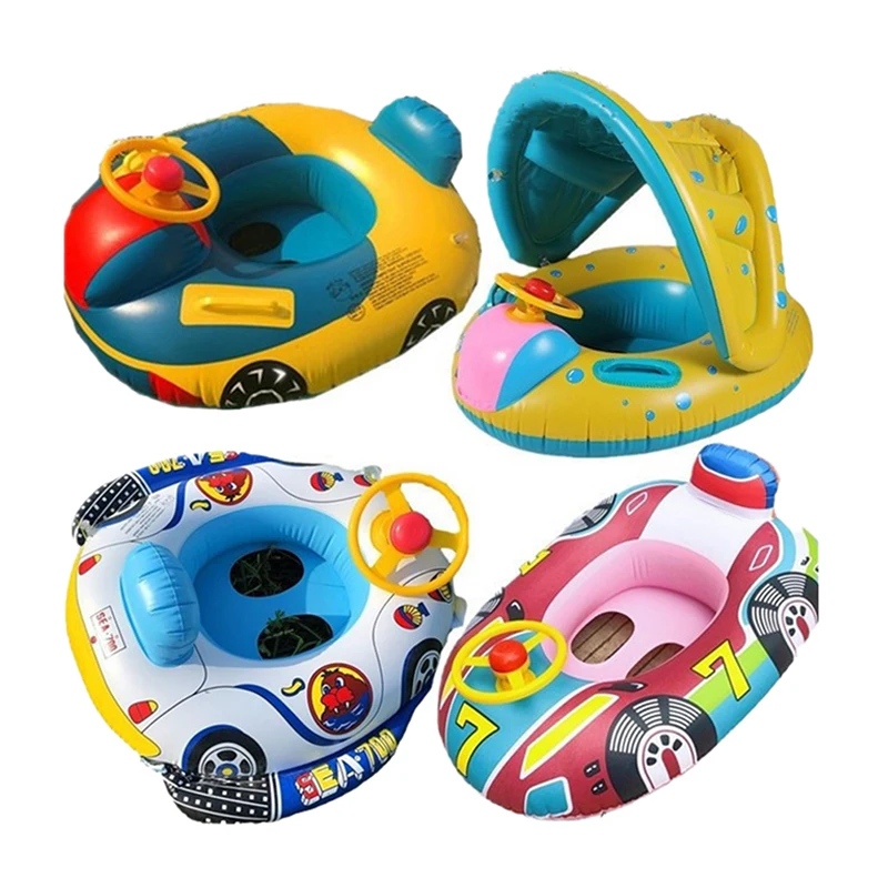 

Float Car Swim Accessories Inflatable Children Swim Ring Baby Circle Cartoon Floating Rubber Sound Steering Wheel Seat