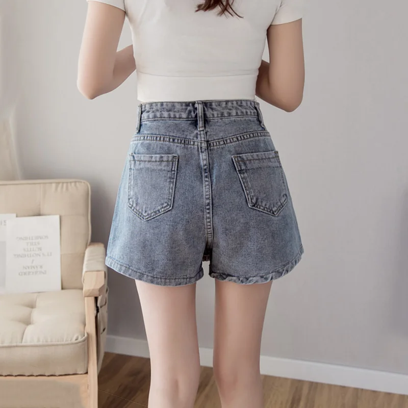 S-5XL New Women Denim Shorts Skirt Summer Fashion Single Breasted High Waist Plus Size Jeans Skirt Casual Loose A-Line Skirt