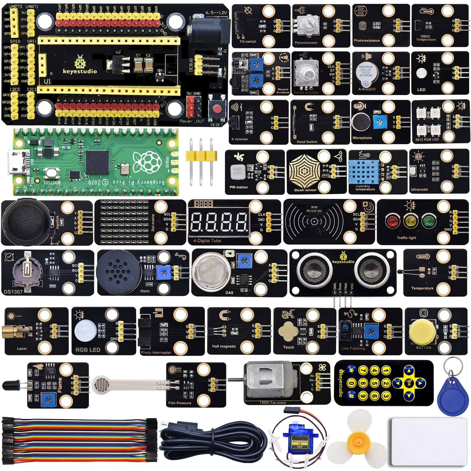Keyestudio 37(24)(42) in 1 Raspberry Pi Pico Sensor Kit DIY Kit Electronics For Python Programming & For Arduino Programming